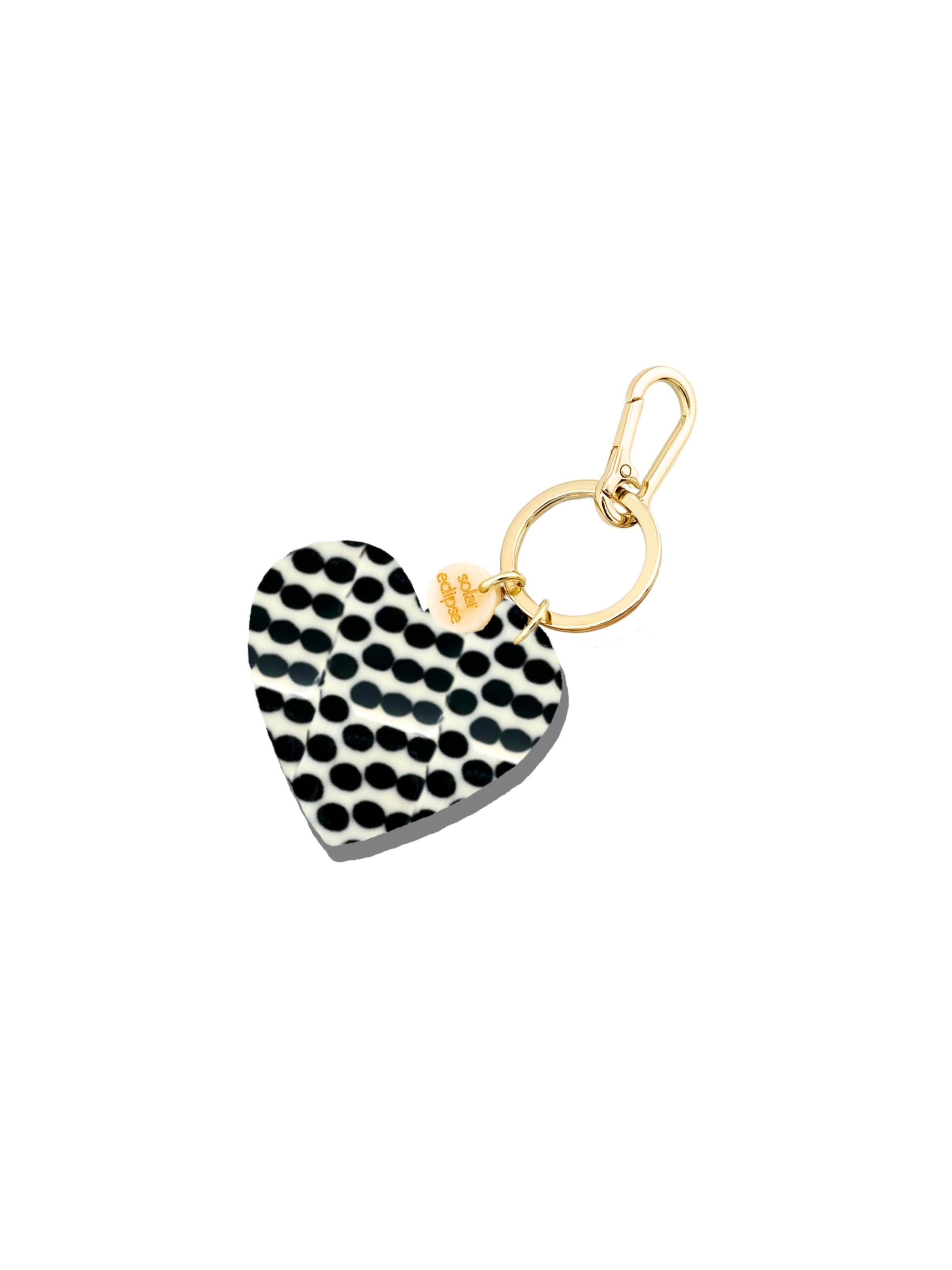 Polka Dot Heart Keychain