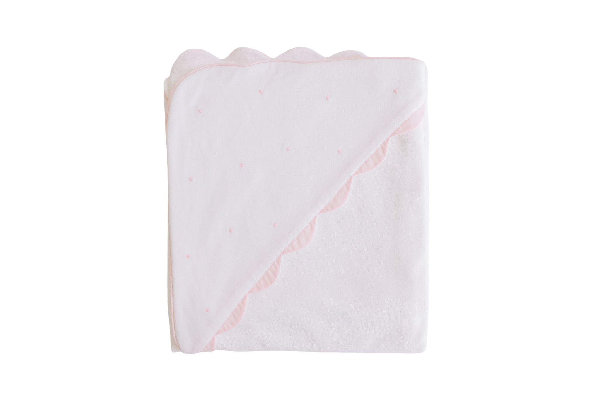Hooded Towel - Pink Embroidered Dots