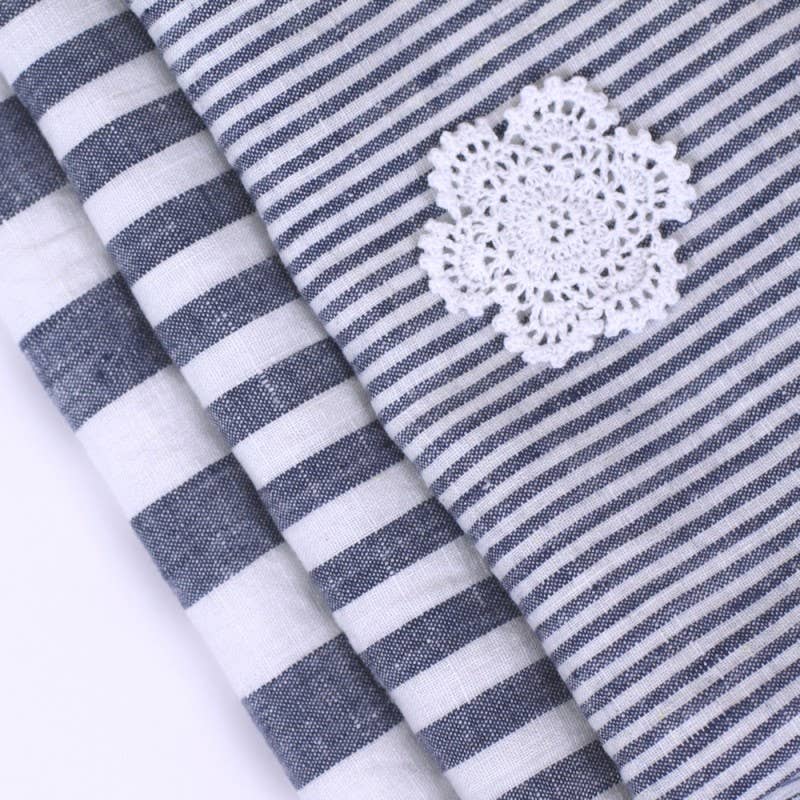 Navy & White Stripe Linen Hand Towel