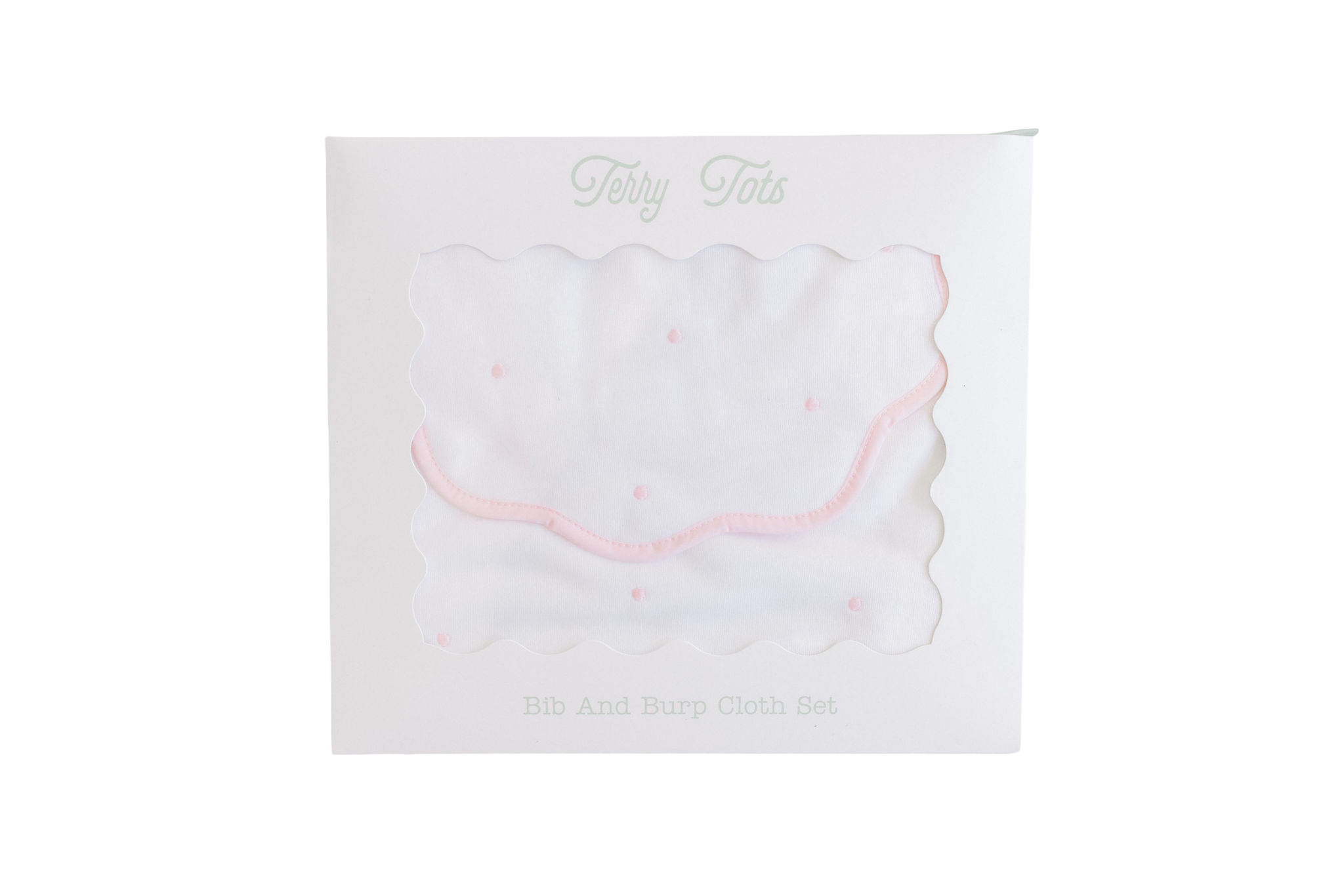 Bib & Burp Set - Pink Embroidered Dots