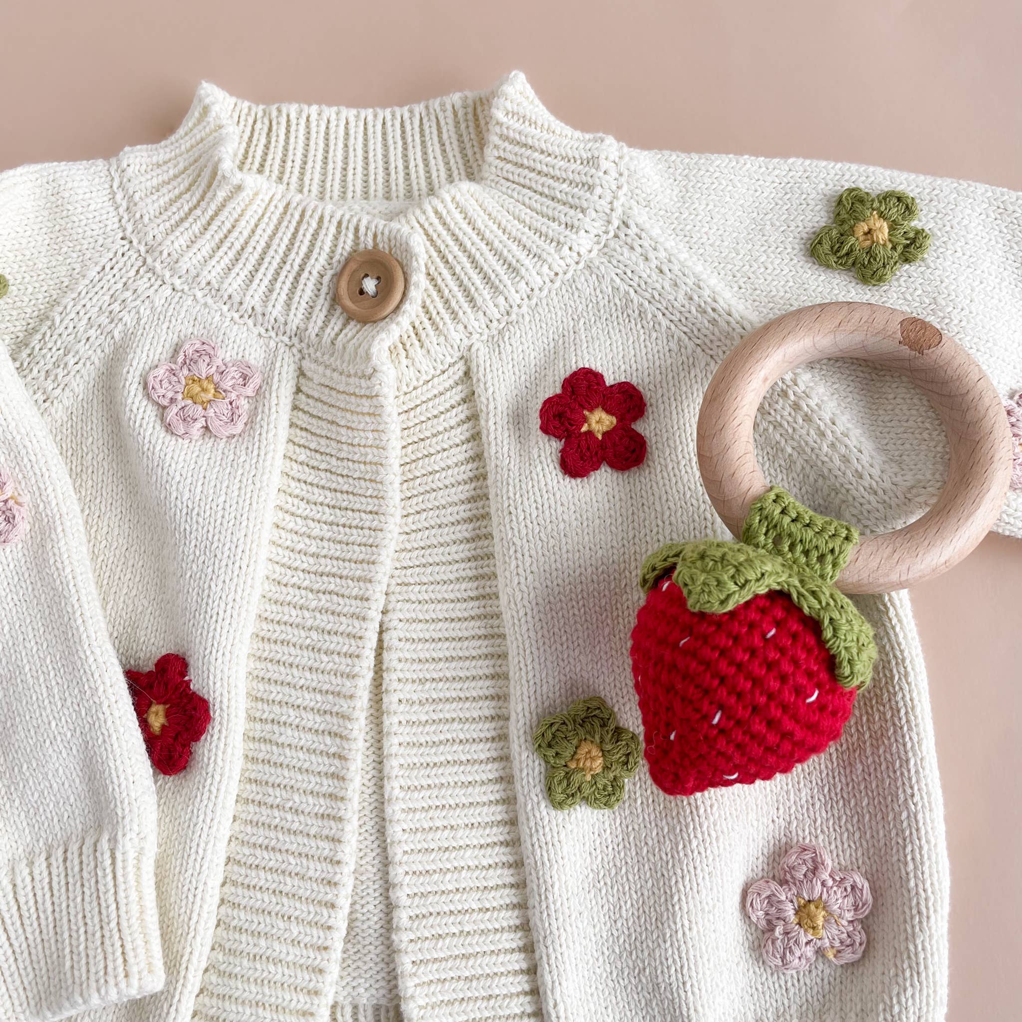 Crochet Strawberry Teether & Rattle
