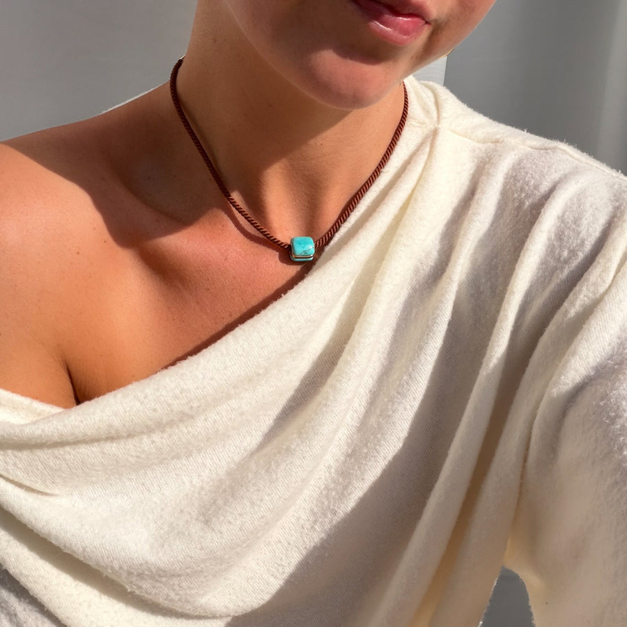 Celine Turquoise Silk Cord Necklace