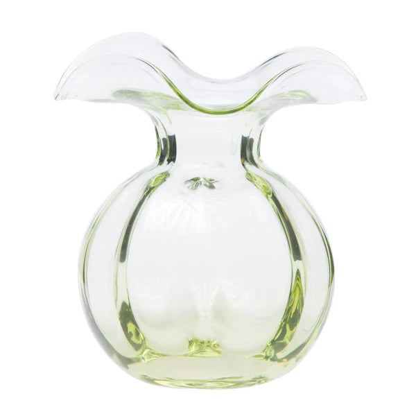 Hibiscus Glass Green Fluted Vase