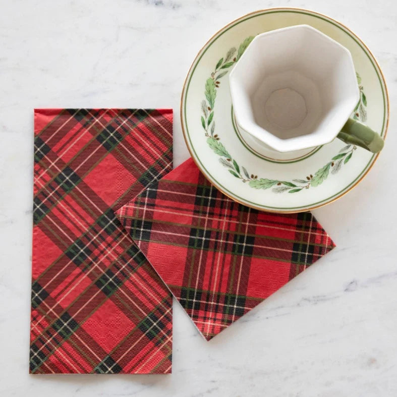 Red Plaid Cocktail Napkins