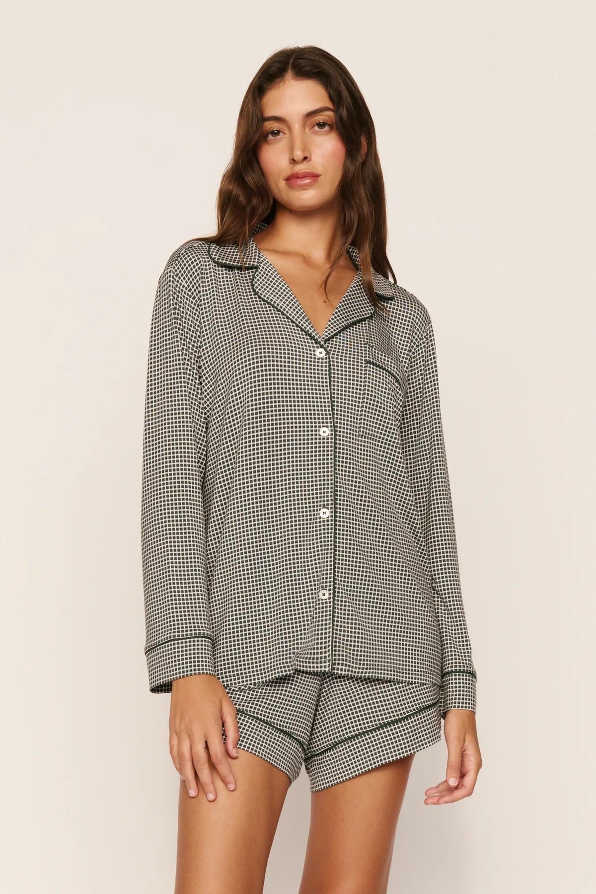 Gisele LS Shirt & Short Pajamas Cabin Check