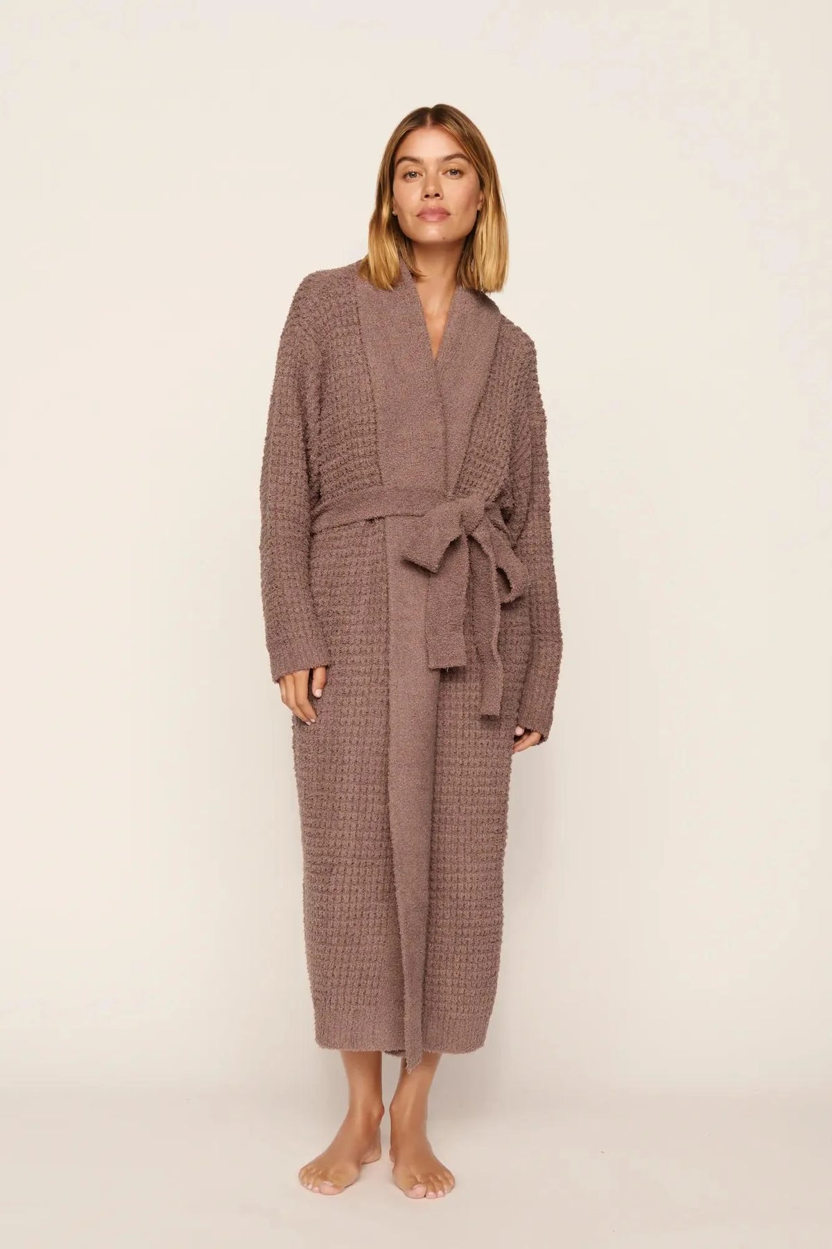 Boucle Waffle Robe Deep Taupe