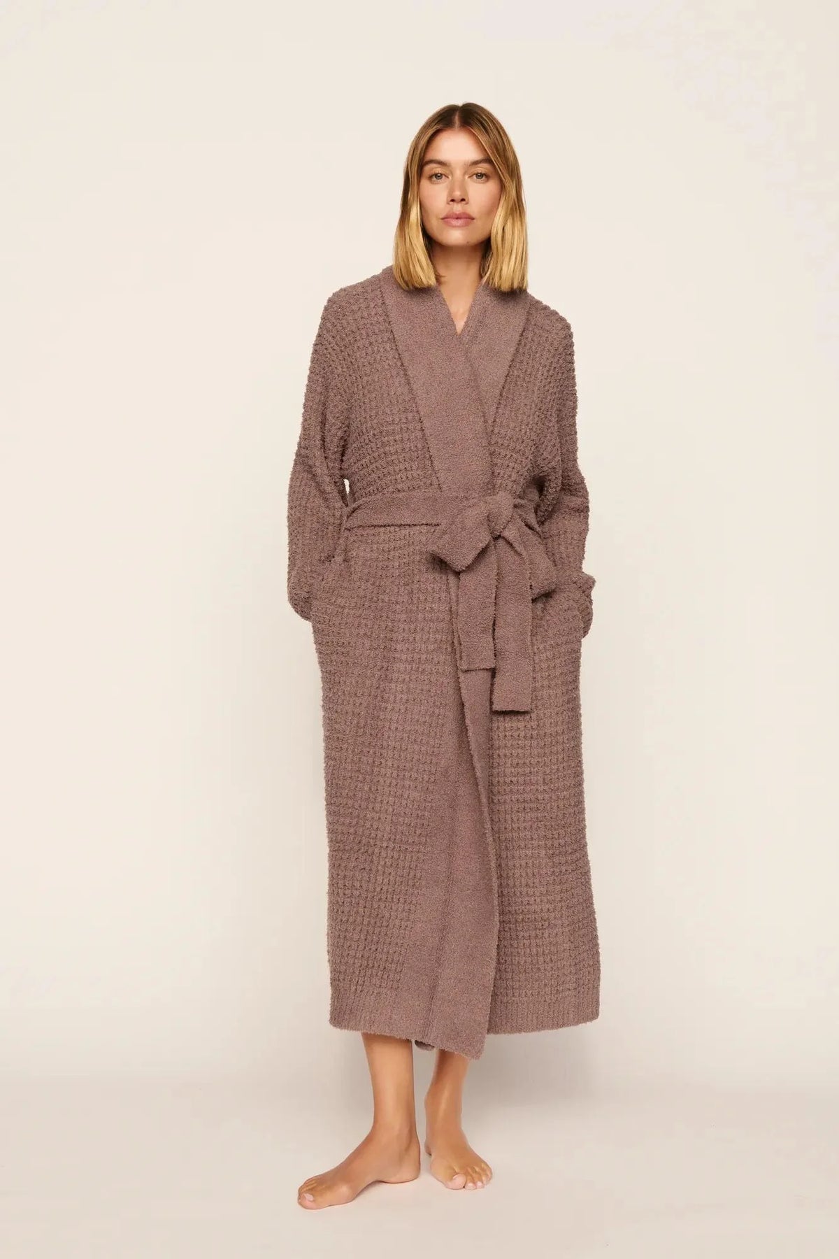 Boucle Waffle Robe Deep Taupe