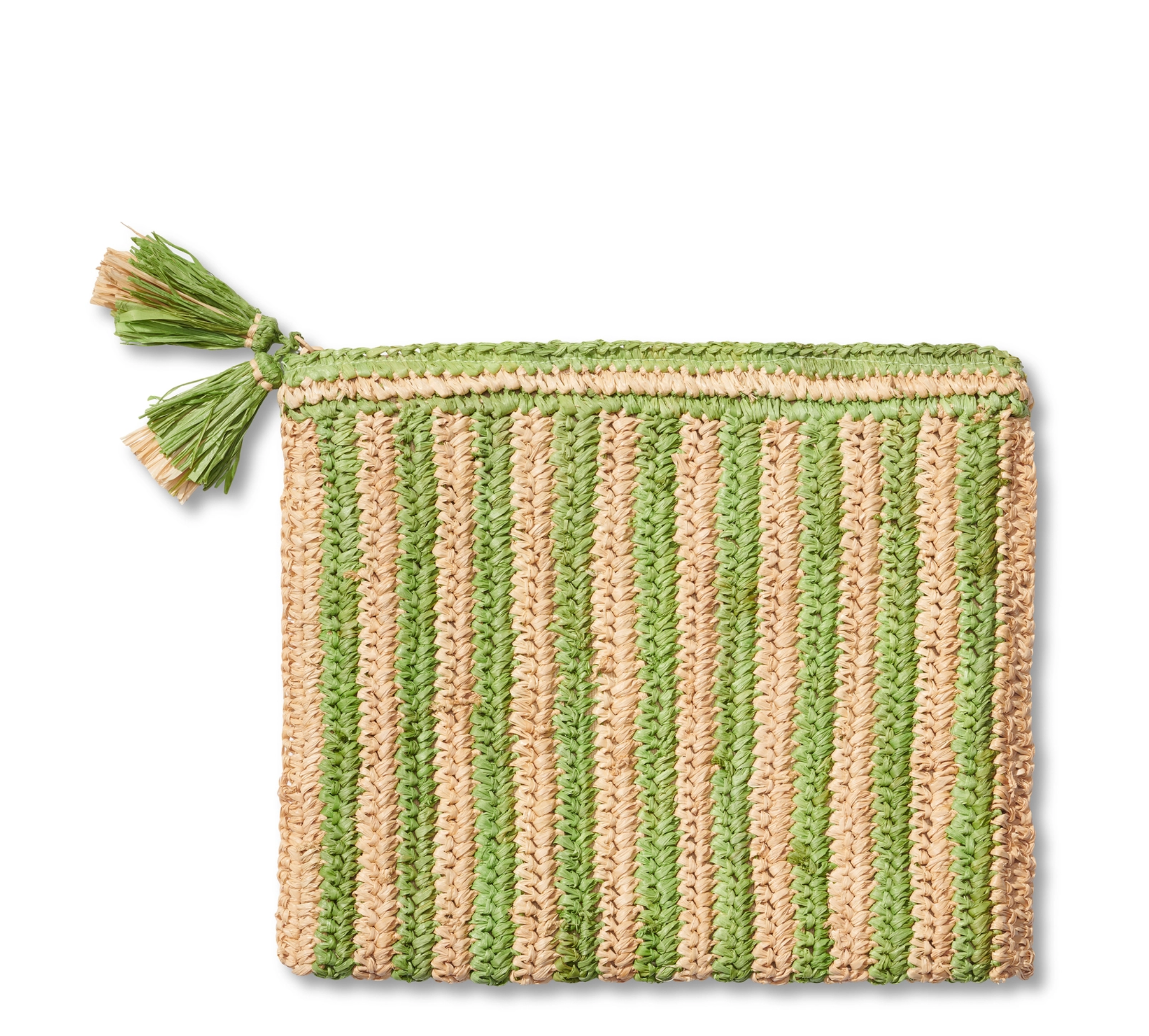 Large Striped Raffia Zip Pouch