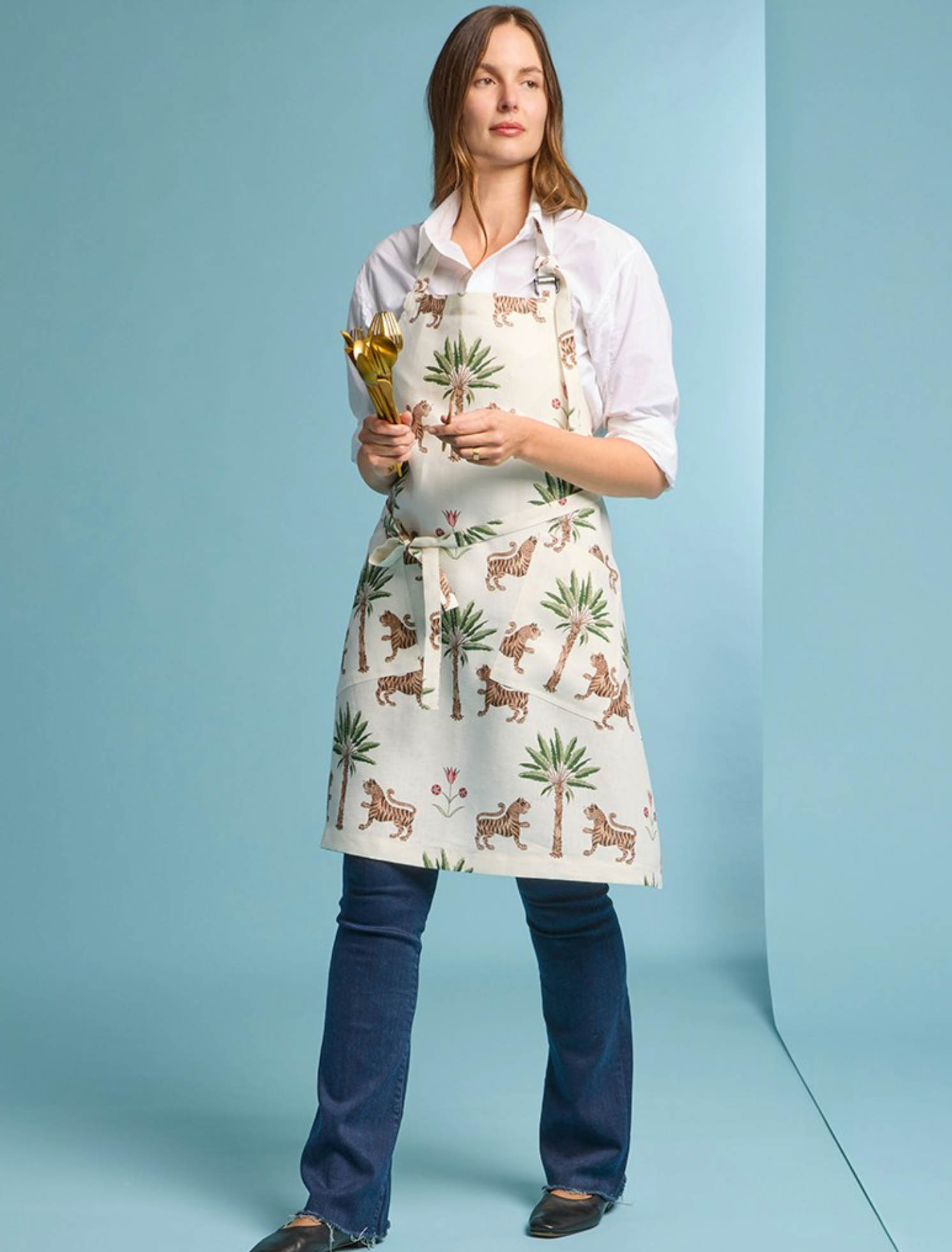 Linen Apron Tiger Palm Tigereye