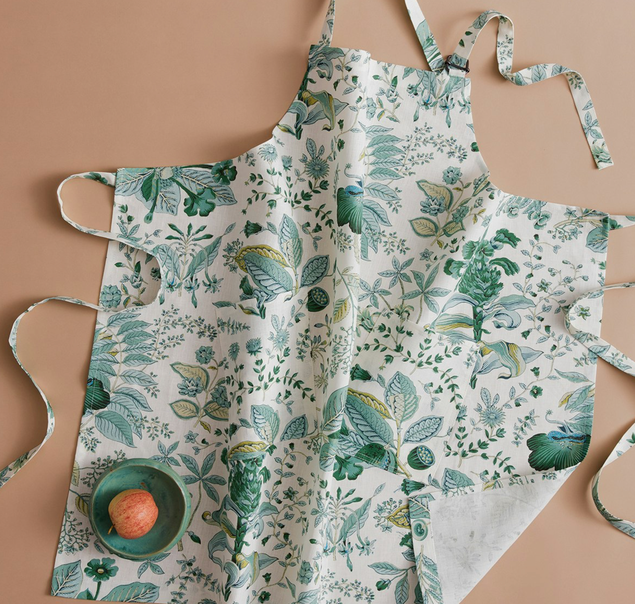 Linen Apron Pomegranate Emerald