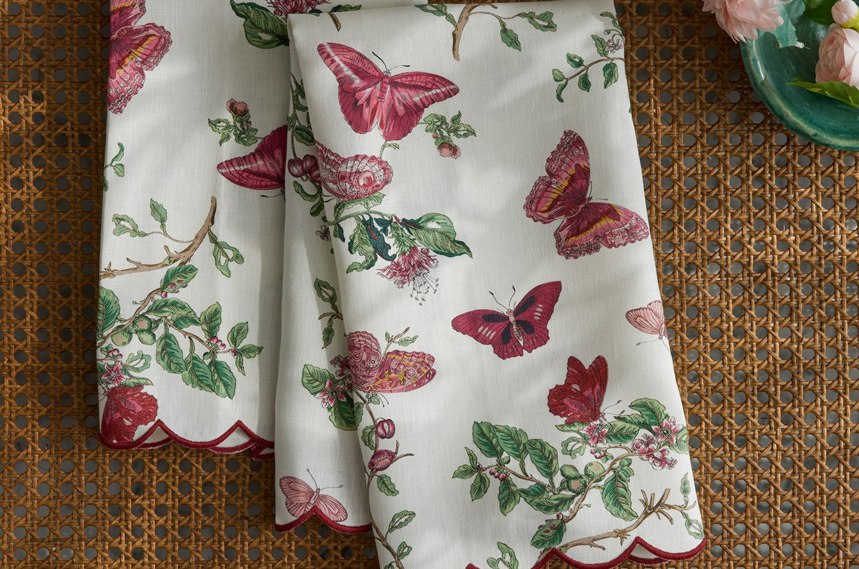 Baudin Butterfly Linen Guest Towel, S/2