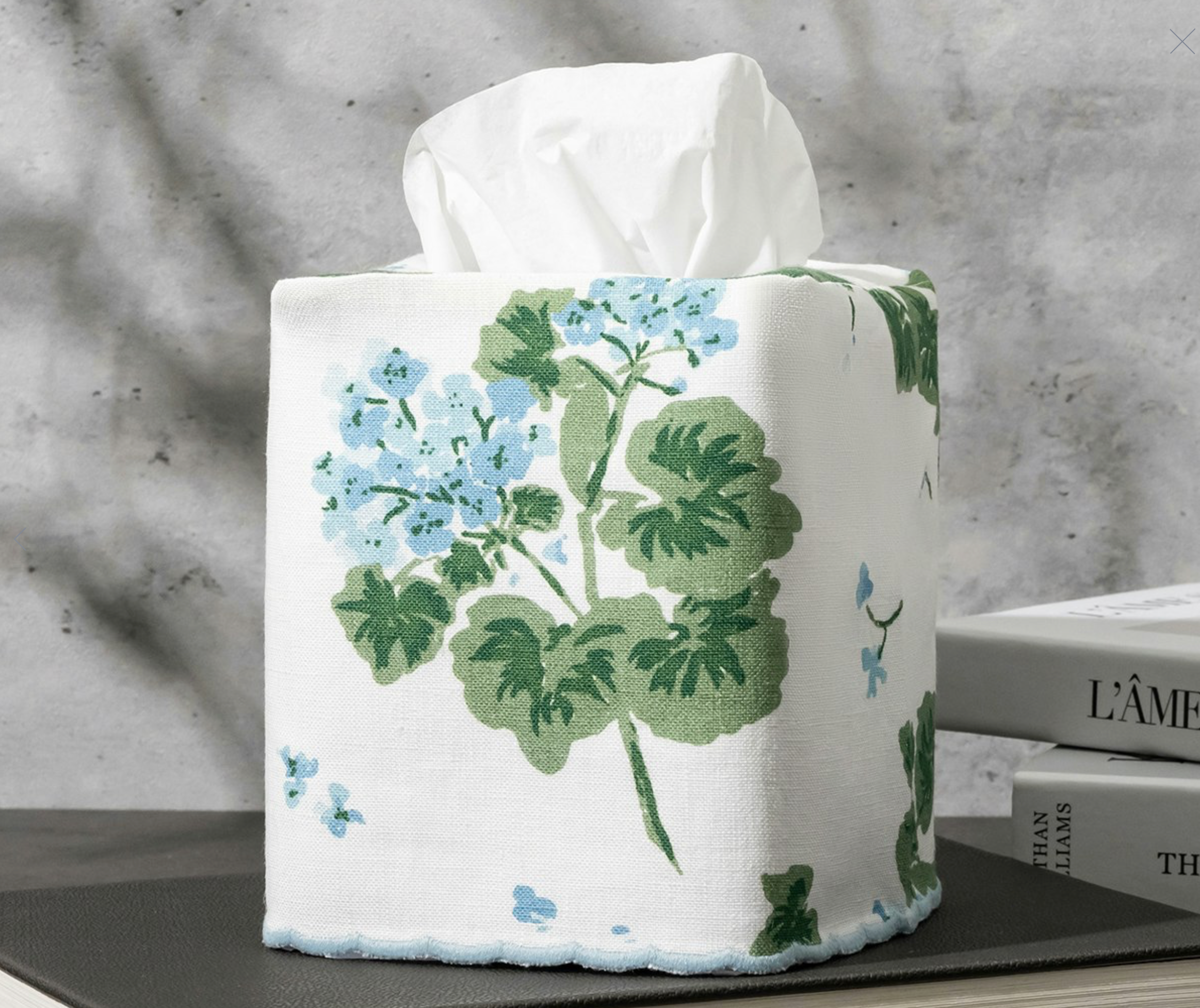 Geranium Linen Tissue Box Cover
