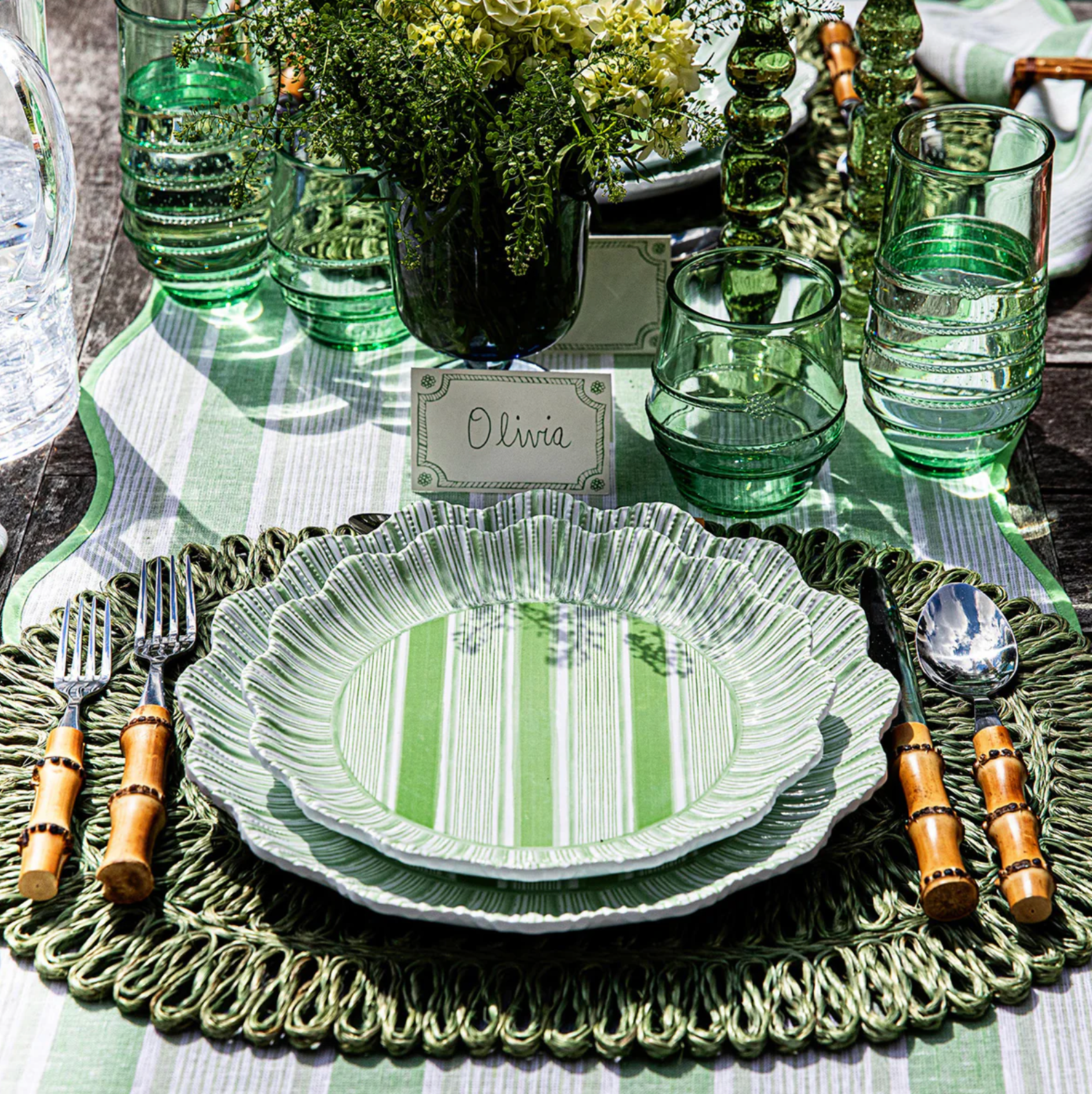 Cabana Stripe Melamine Dessert Plate, S/4