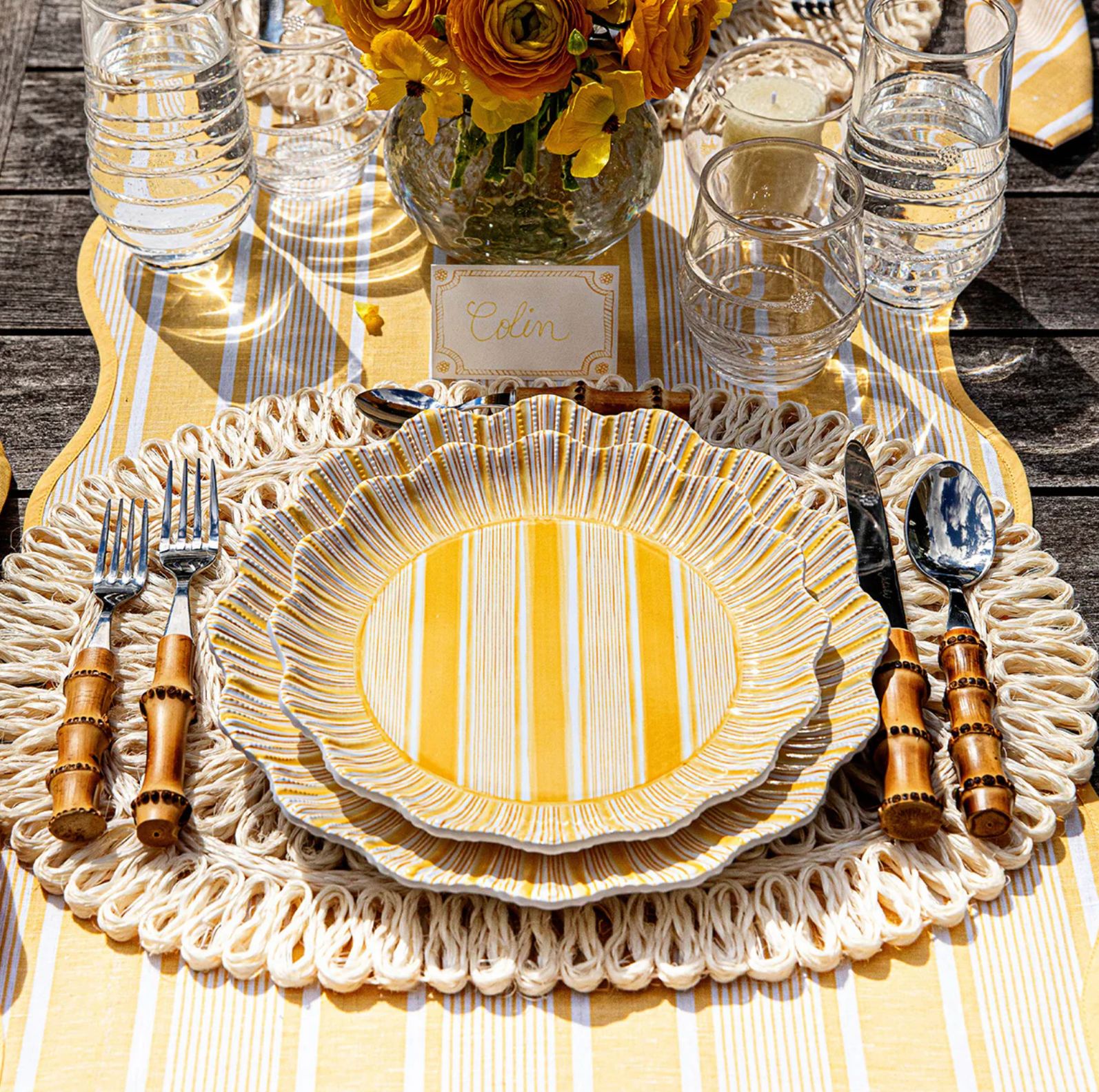 Cabana Stripe Melamine Dessert Plate, S/4