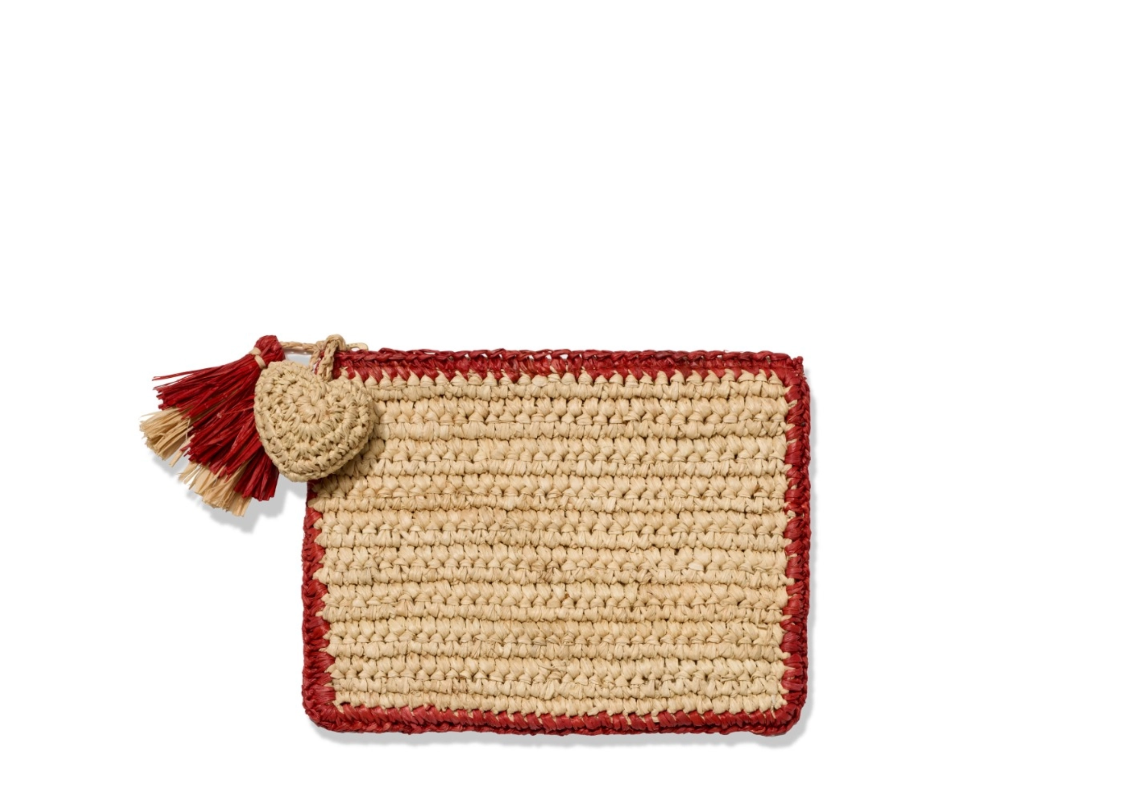 Small Trimmed Raffia Pouch