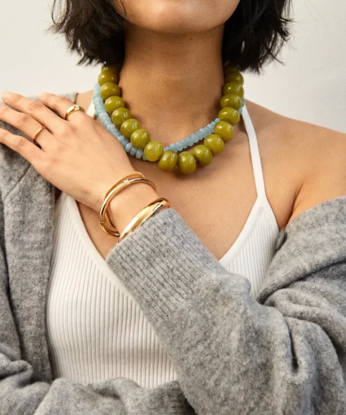 Joan Semi-Precious Necklace Olive