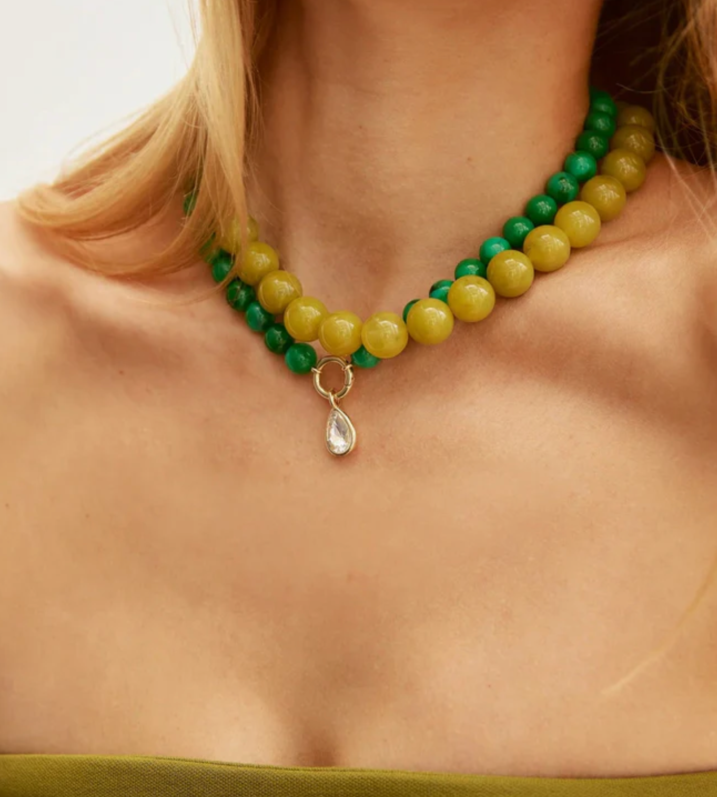 Mini Jane Beaded Necklace Olive
