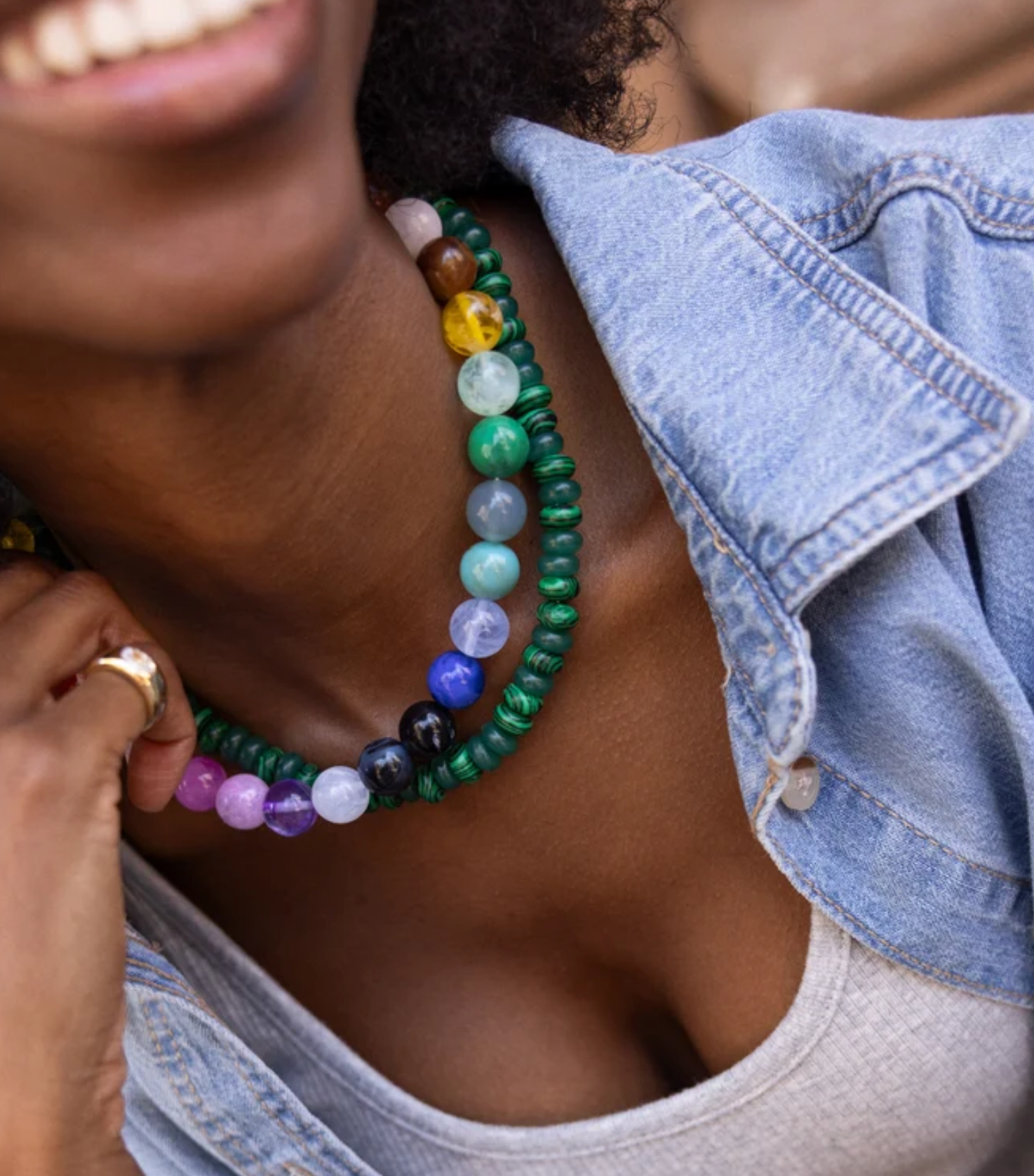 Mini Jane Beaded Necklace Rainbow