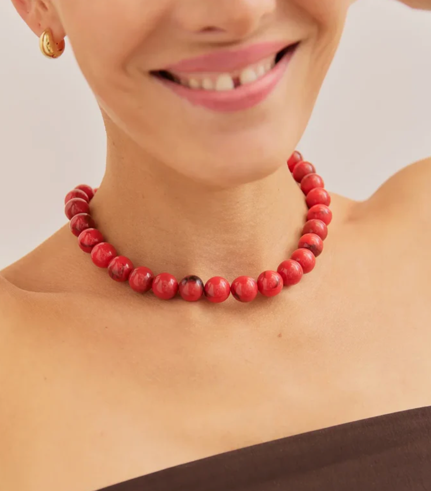 Mini Jane Beaded Necklace Red