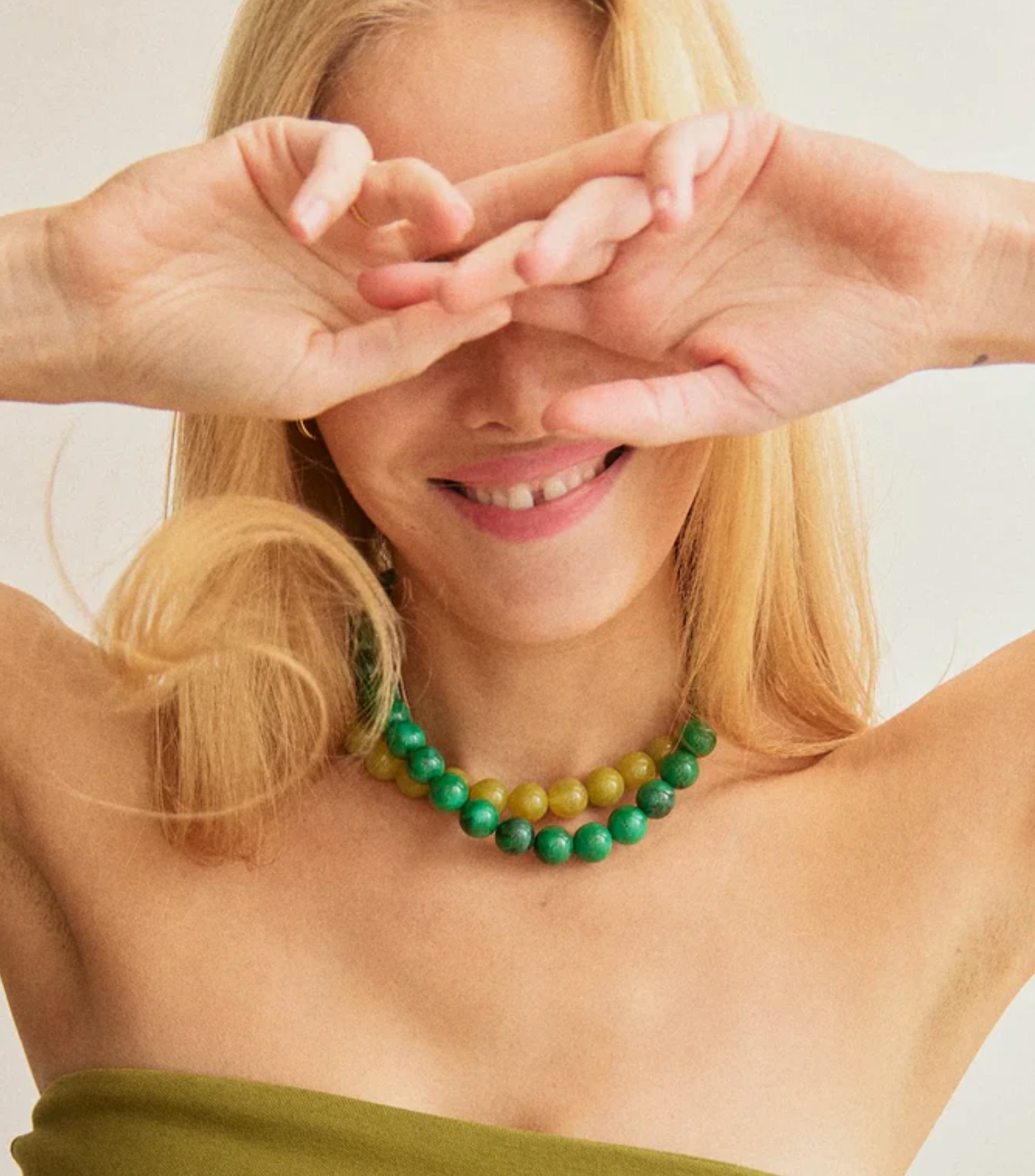 Mini Jane Beaded Necklace Malachite