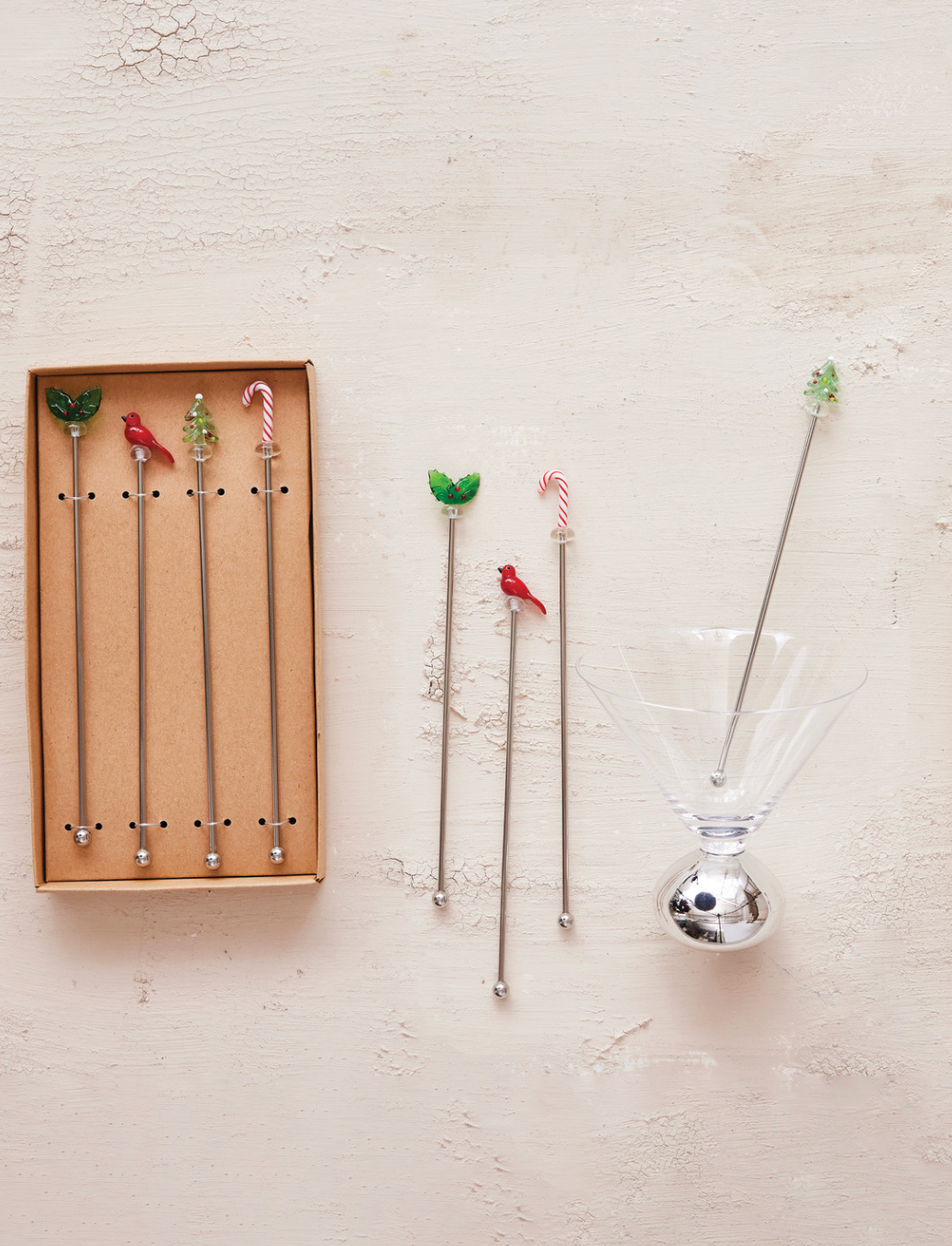 Holiday Cocktail Stirrers S/4