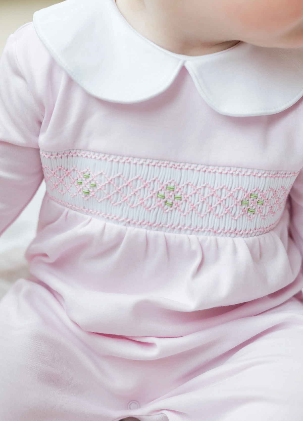 Smocked Footie - Pink Geo