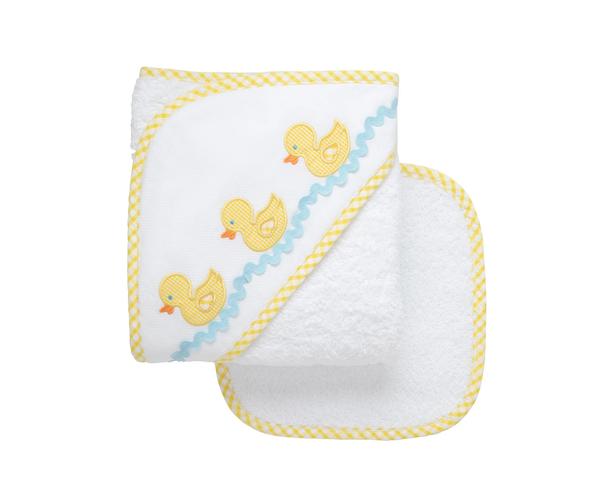 Duck Hooded Towel & Washcloth Set