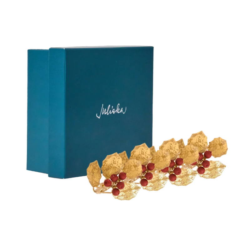 Forest Walk Holly & Berries Napkin Ring S/4