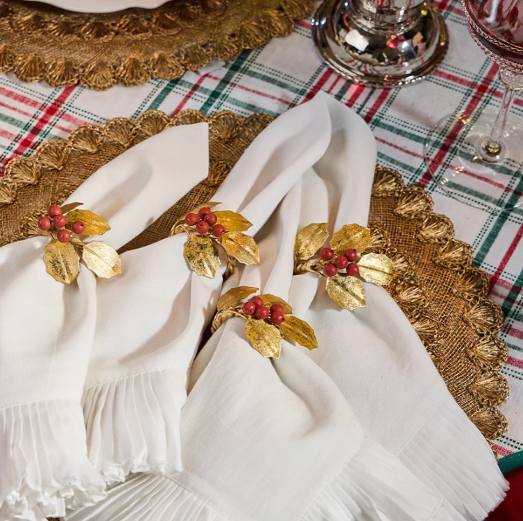 Forest Walk Holly & Berries Napkin Ring S/4