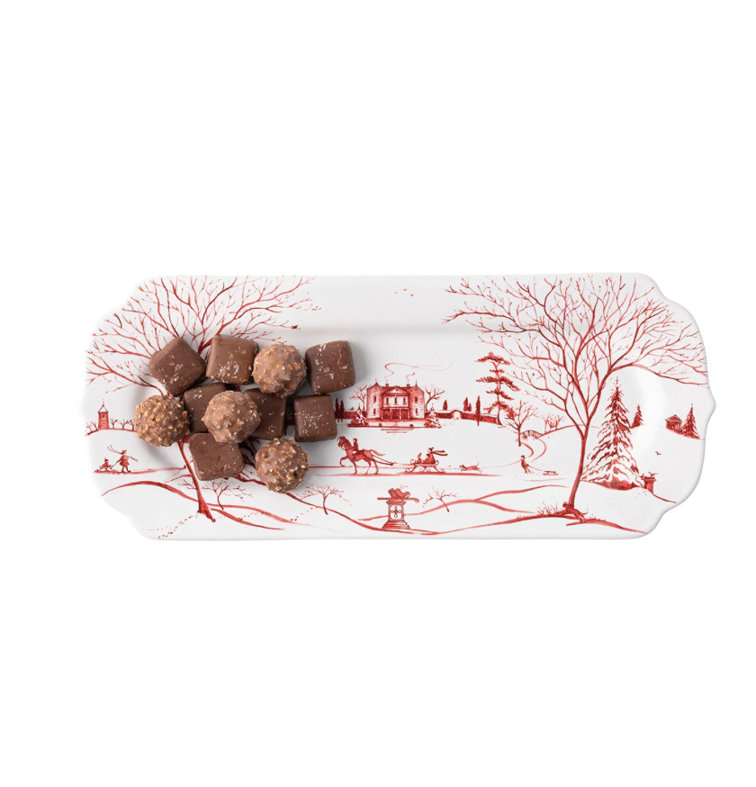 Country Estate Winter Frolic Ruby Hostess Tray