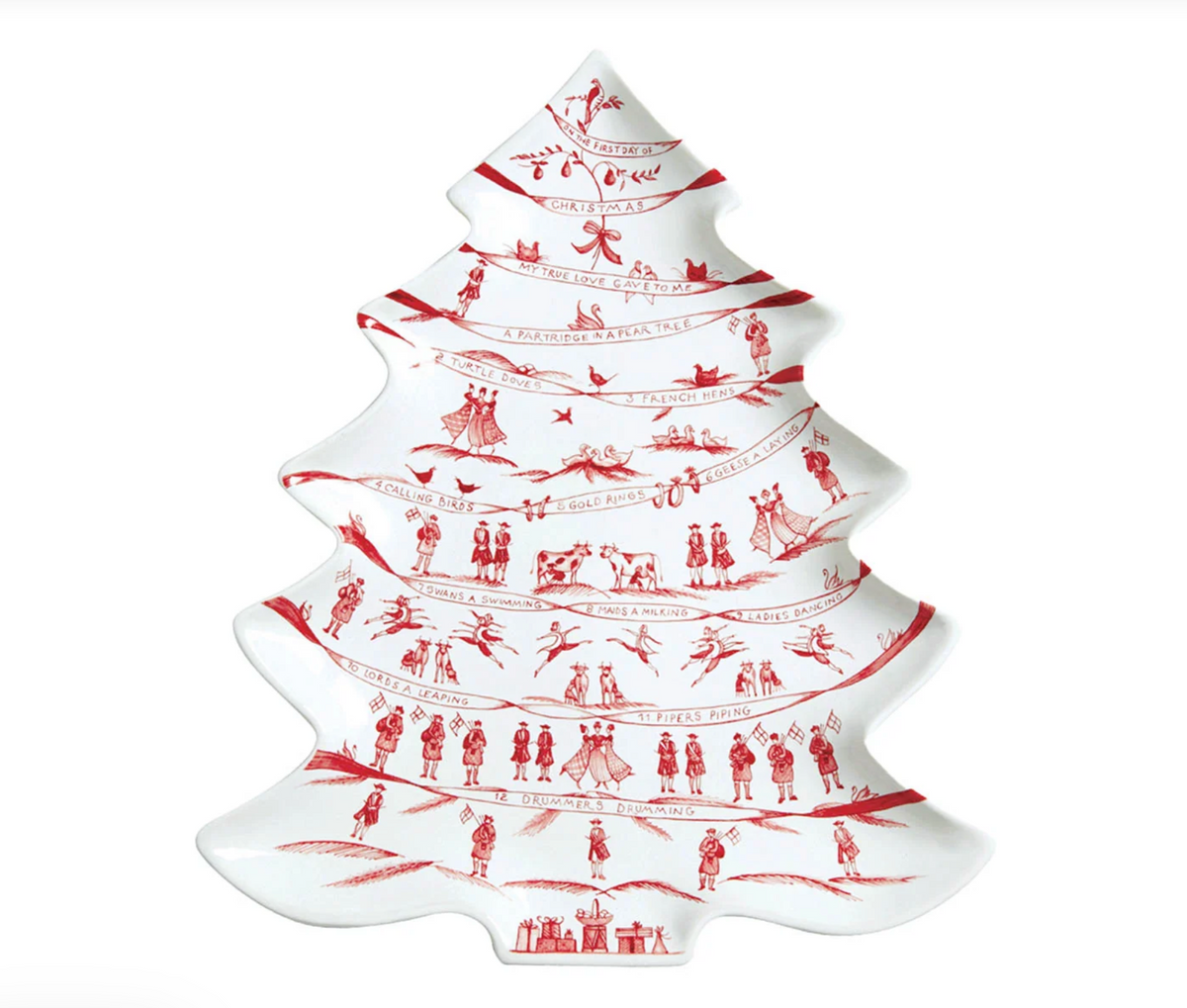 Country Estate Winter Frolic Ruby Tree Platter