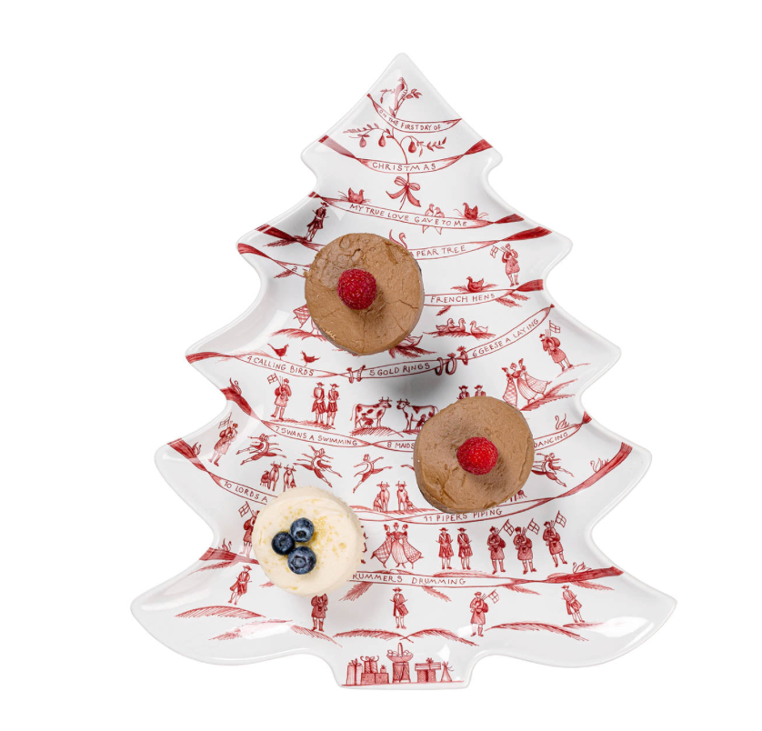 Country Estate Winter Frolic Ruby Tree Platter