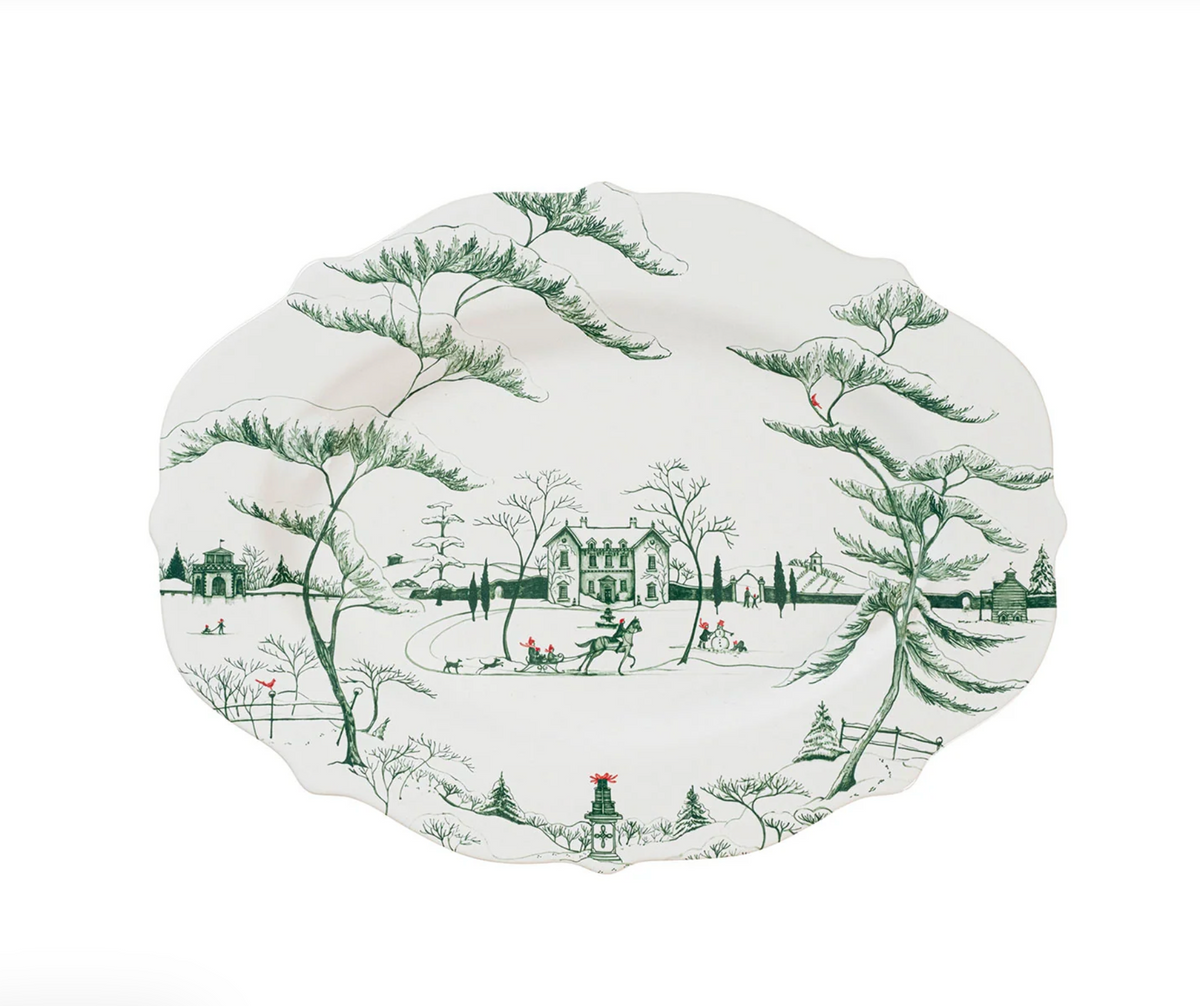 Country Estate Winter Frolic Evergreen 18" Platter
