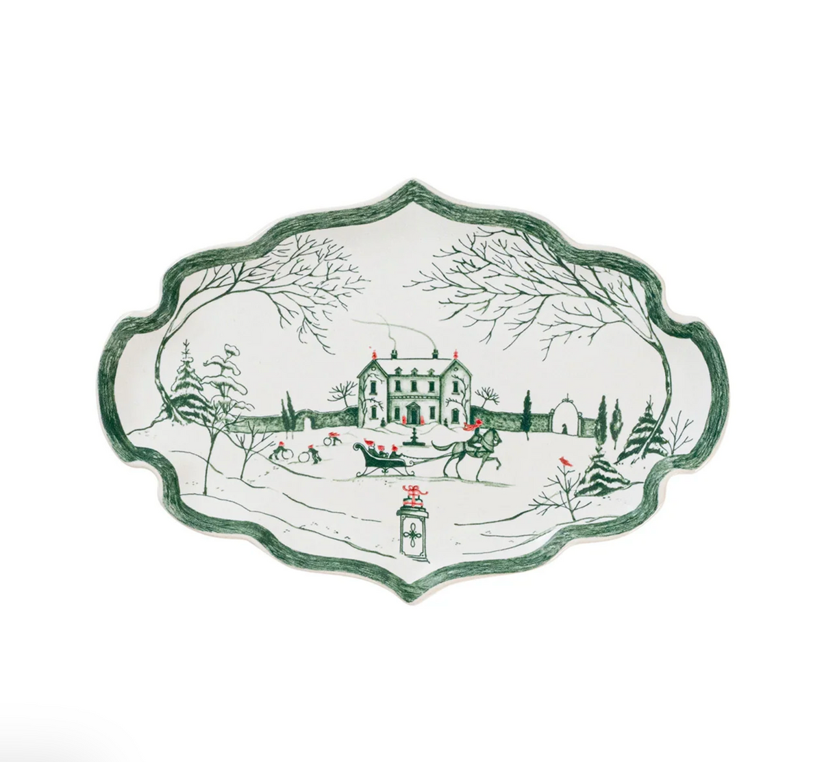 Country Estate Winter Frolic Evergreen 7" Tray