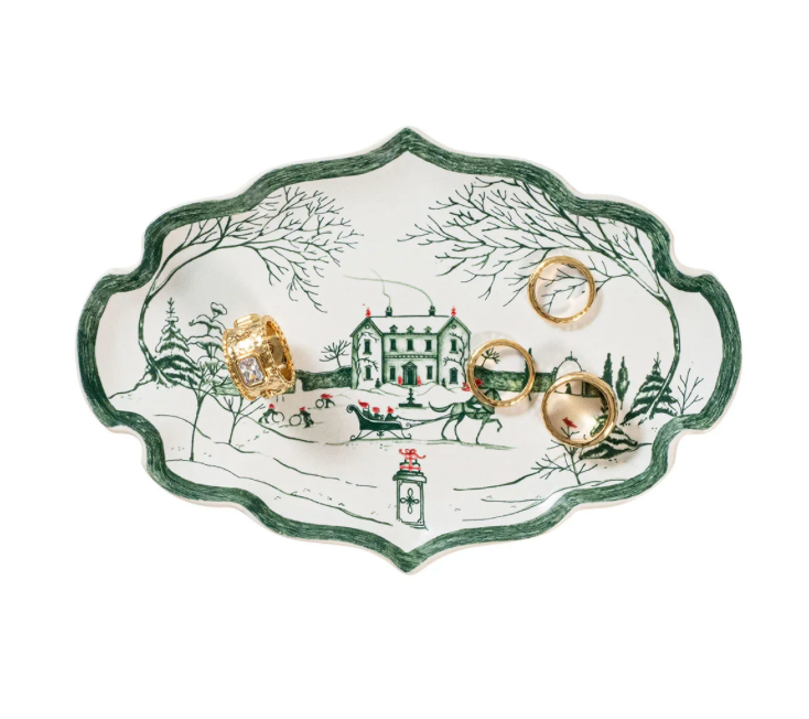 Country Estate Winter Frolic Evergreen 7" Tray