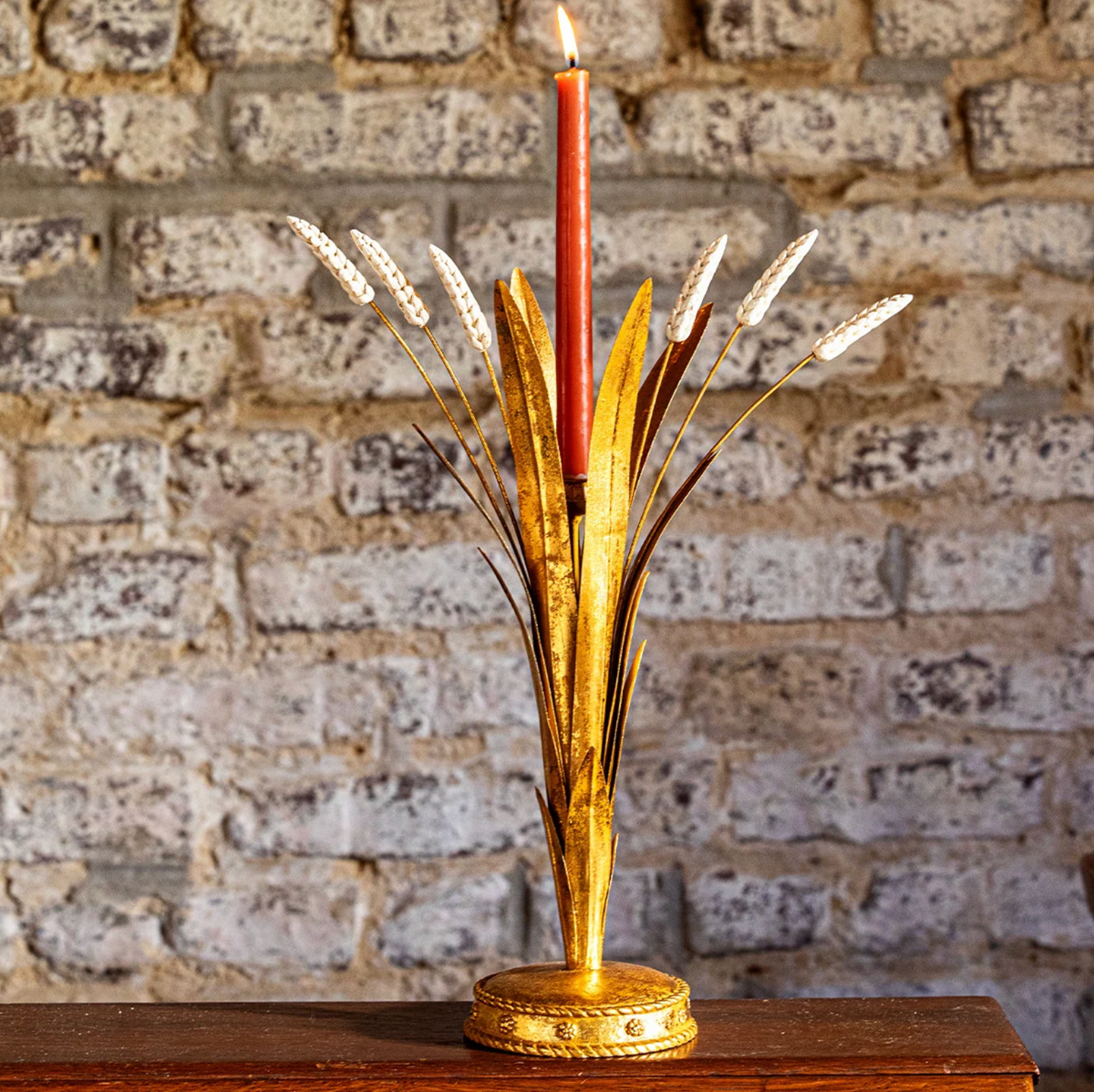Forest Walk Wheat 17" Candlestick Holder