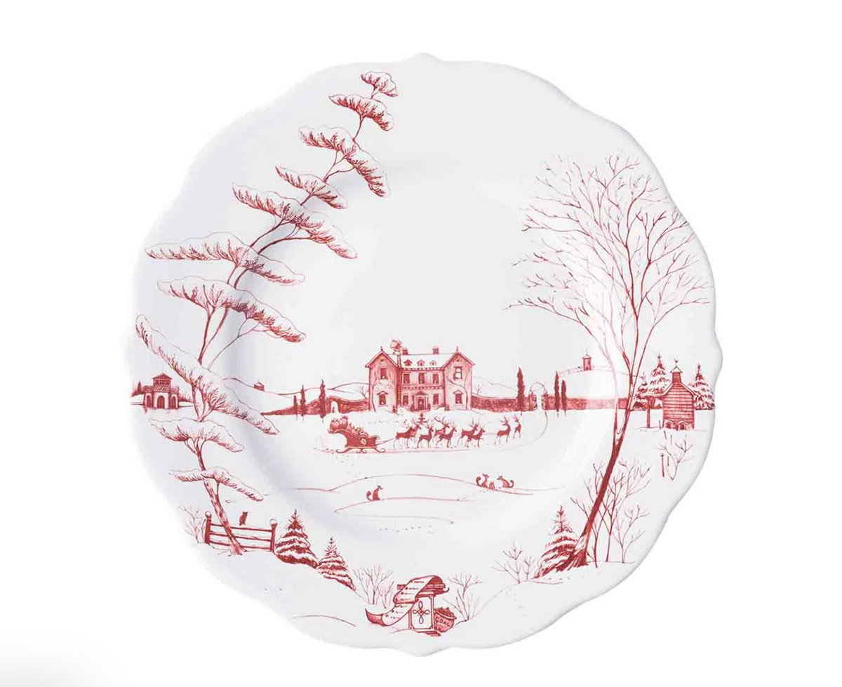 Country Estate Winter Frolic Dinner Plate Ruby