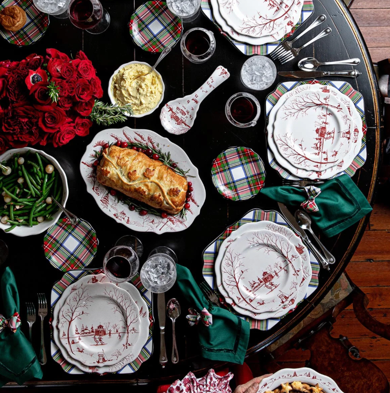Country Estate Winter Frolic Dinner Plate Ruby