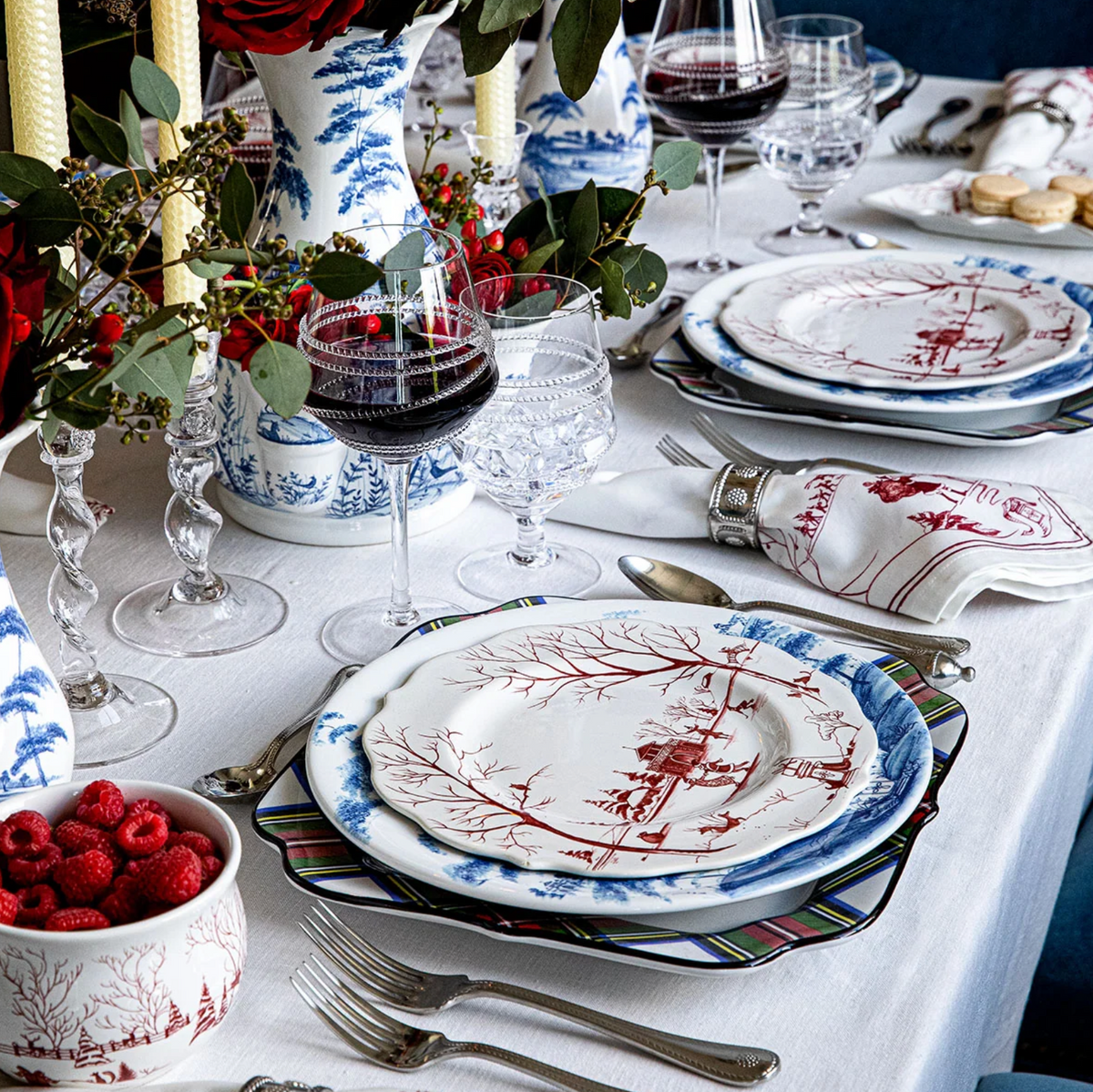 Country Estate Winter Frolic Dessert Plate Ruby