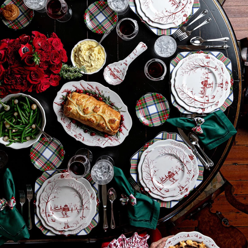 Country Estate Winter Frolic Dessert Plate Ruby