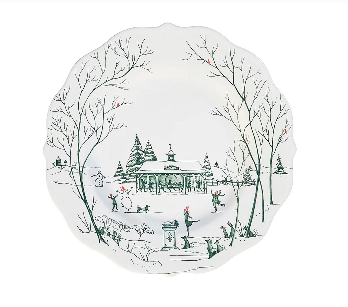 Country Estate Winter Frolic Dessert Plate Evergreen