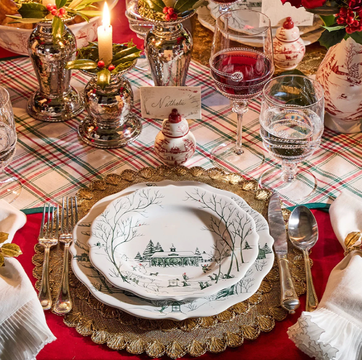 Country Estate Winter Frolic Dessert Plate Evergreen