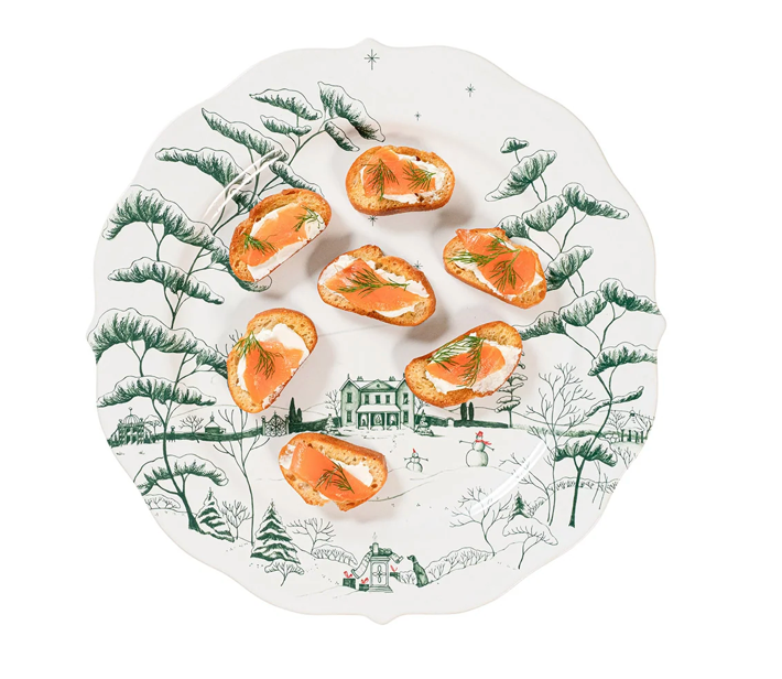 Country Estate Winter Frolic Party Plate S/4 Evergreen