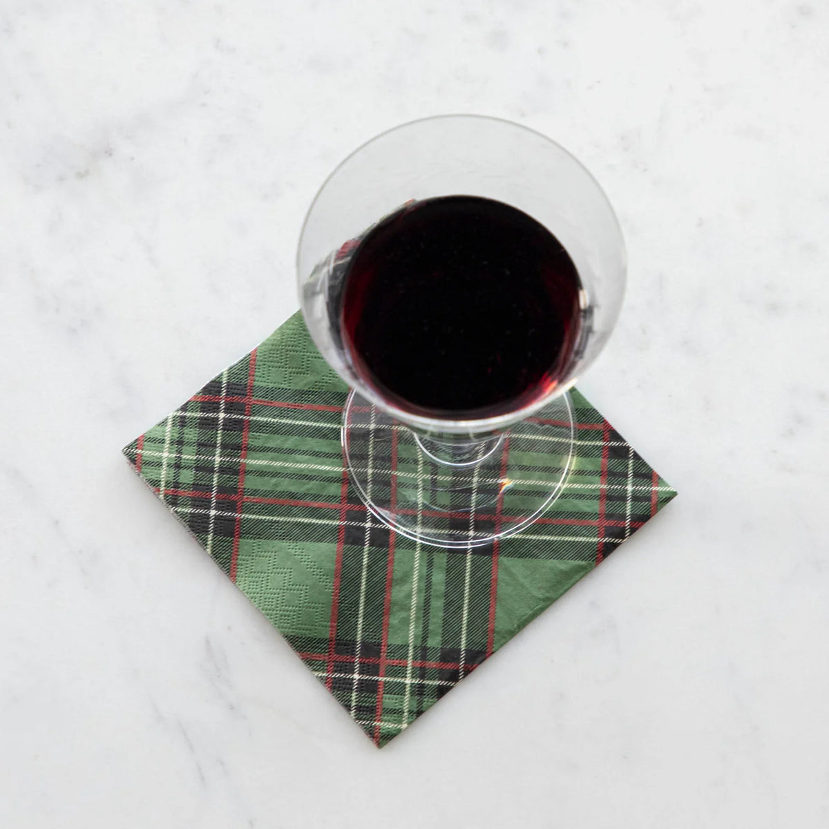 Green Plaid Cocktail Napkins