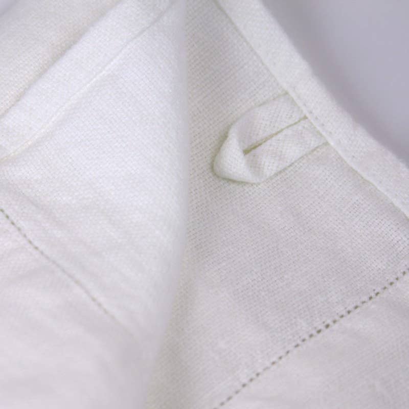 White Hemstitch Linen Hand Towel