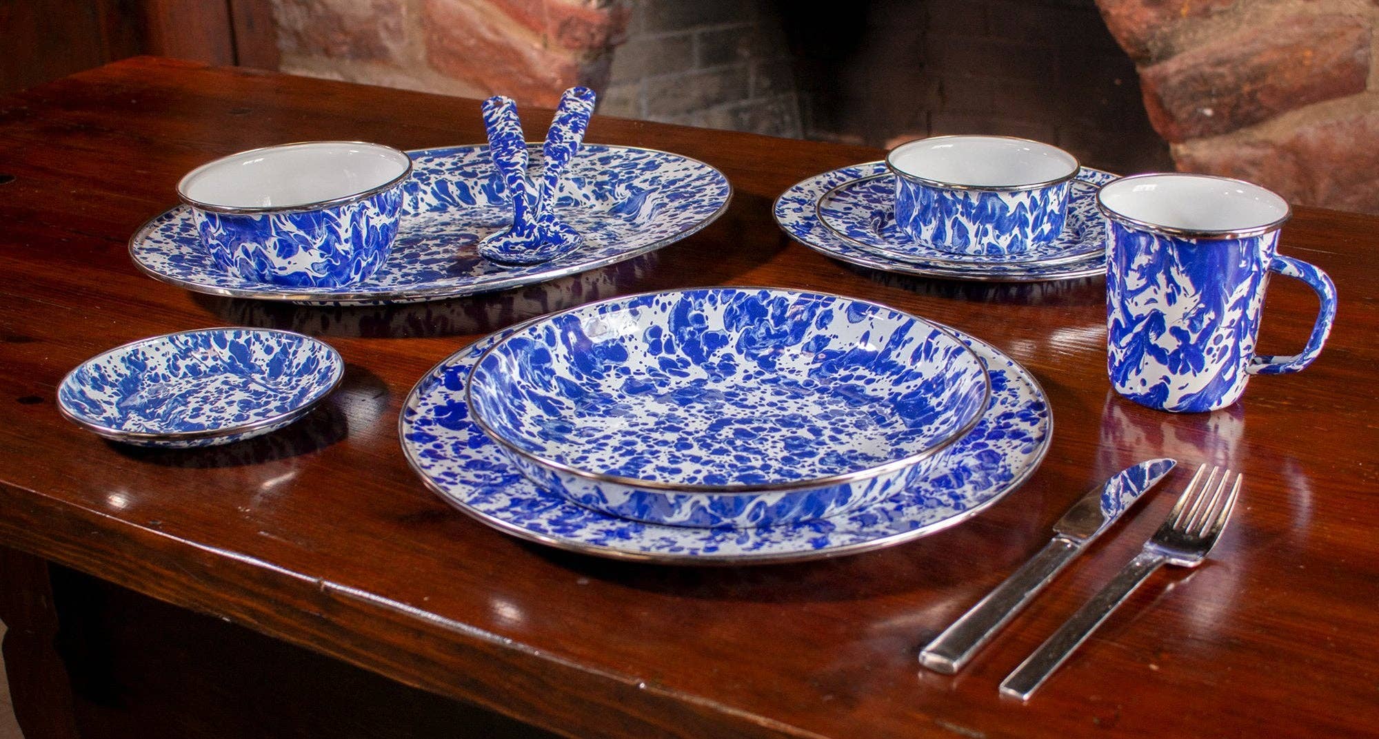 Enamelware Swirl Oval Platter