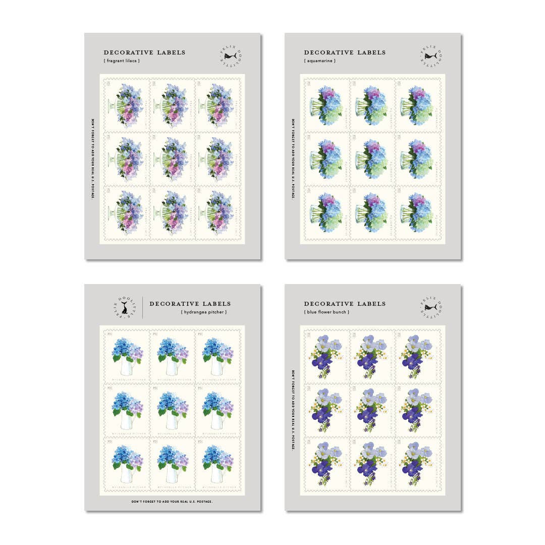 Cerulean Blooms Decorative Labels