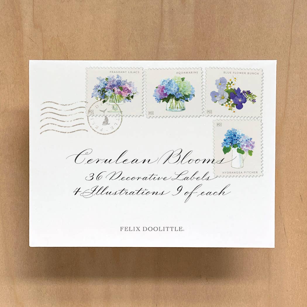 Cerulean Blooms Decorative Labels