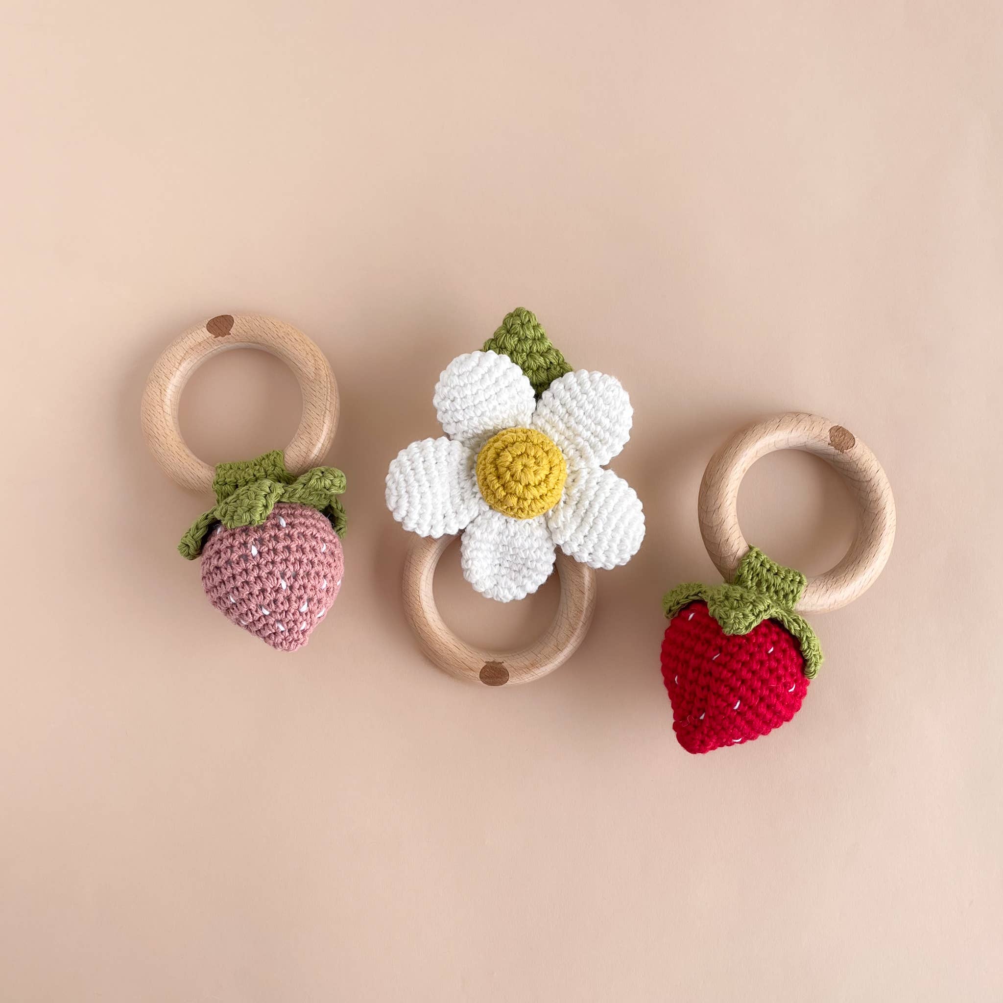 Crochet Strawberry Teether & Rattle