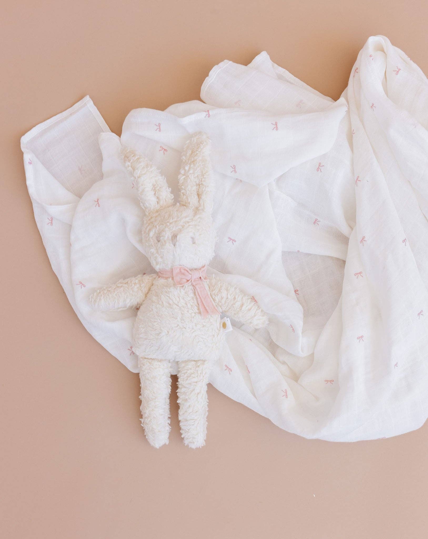 Pink Bow Muslin Swaddle